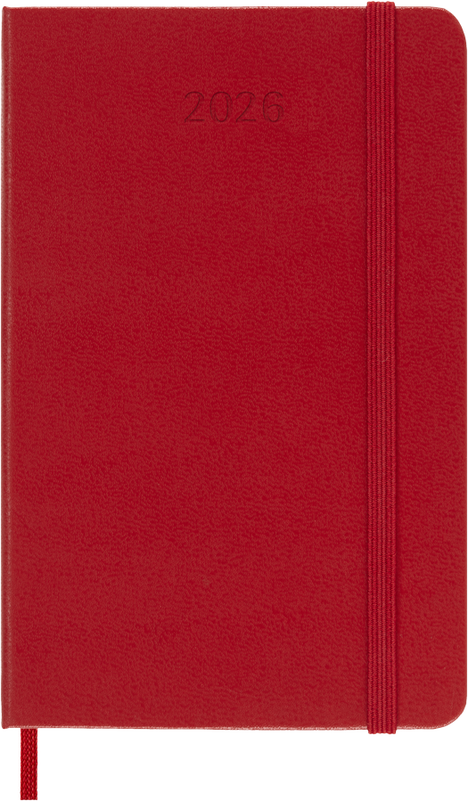 2026 Moleskine 12 Month Daily Diary Scarlet Red Pocket Hardcover)