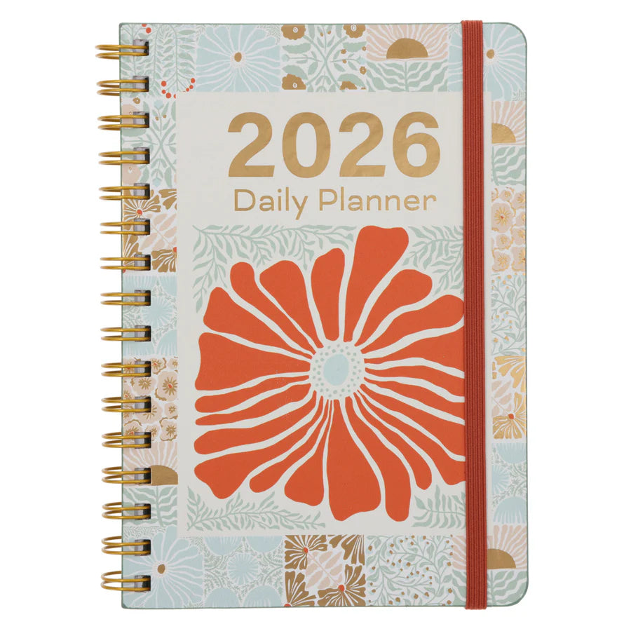 2026 A5 Daily Planner Retro Flower Box (Wirebound)
