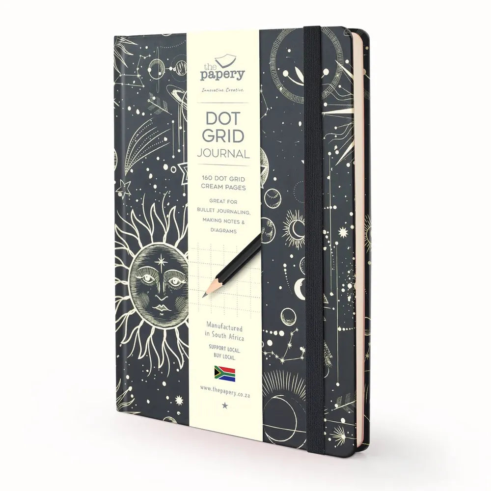 Retro Journal: Sun Moon Stars - Dot Grid A5