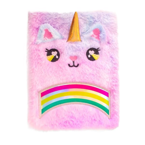 A5 Lined Fluffy Notebook Kitty Unicorn
