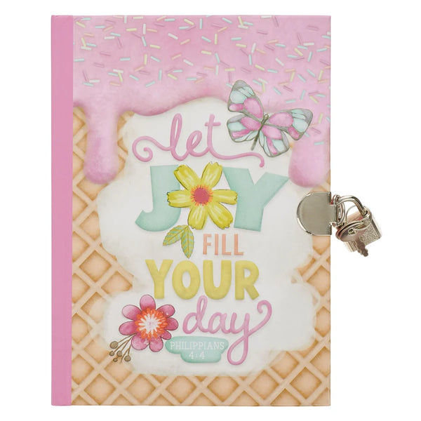 Let Joy Fill Your Day Secret Diary with a Lock and Key