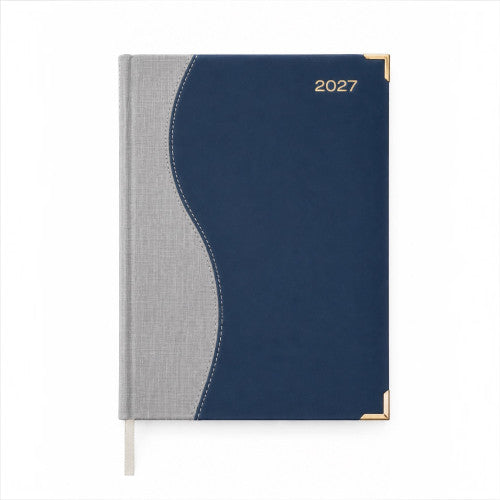 Diary A5 Page A Day Deluxe Two Tone Grey/ Navy 2027