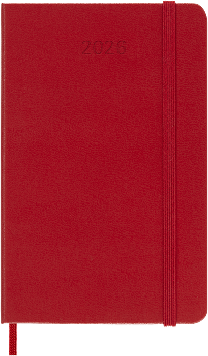 2026 Moleskine 12 Month Daily Diary Scarlet Red Pocket Hardcover)