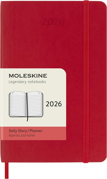 Moleskine Classic 2026 12 Month Daily Planner Pocket Scarlet Red (Paperback)
