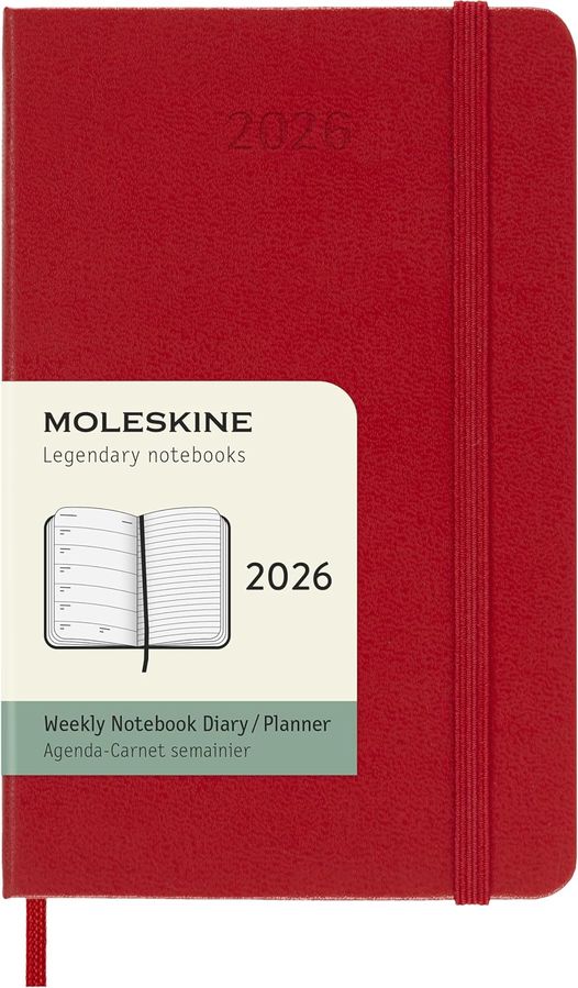 Moleskine Classic 2026 12 Month Weekly Planner Pocket Scarlet Red (Hardcover)