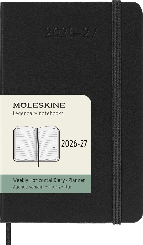 2026 - 2027 18M Weekly Horizontal Planner Pocket Black (Hardcover)