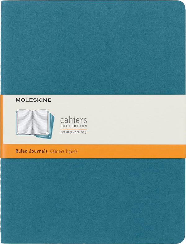 Moleskine Cahier Journals Ruled Brisk Blue Extra Large (set of 3)