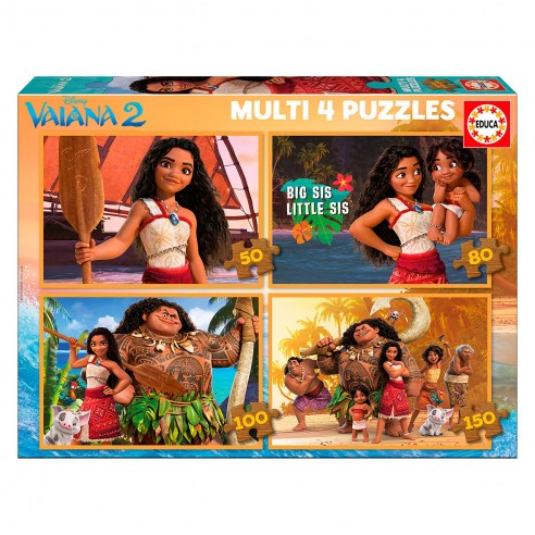 Multi 4 Puzzles: Moana 2 - 50,80,100 & 150 Piece Puzzles