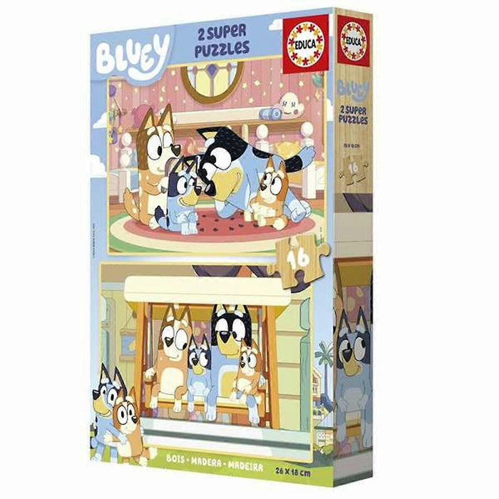Bluey Wooden Puzzle Set  2X16 Pieces