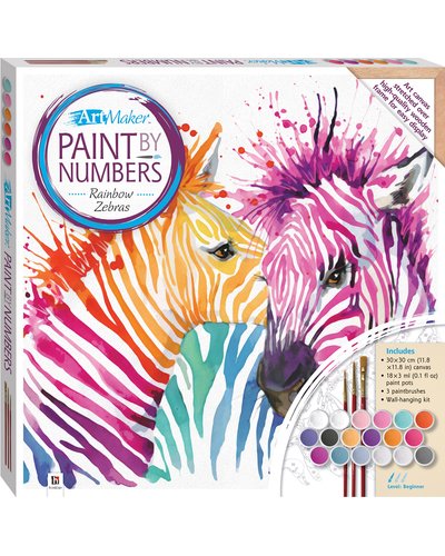 Artmaker Paint By Numbers: Rainbow Zebras