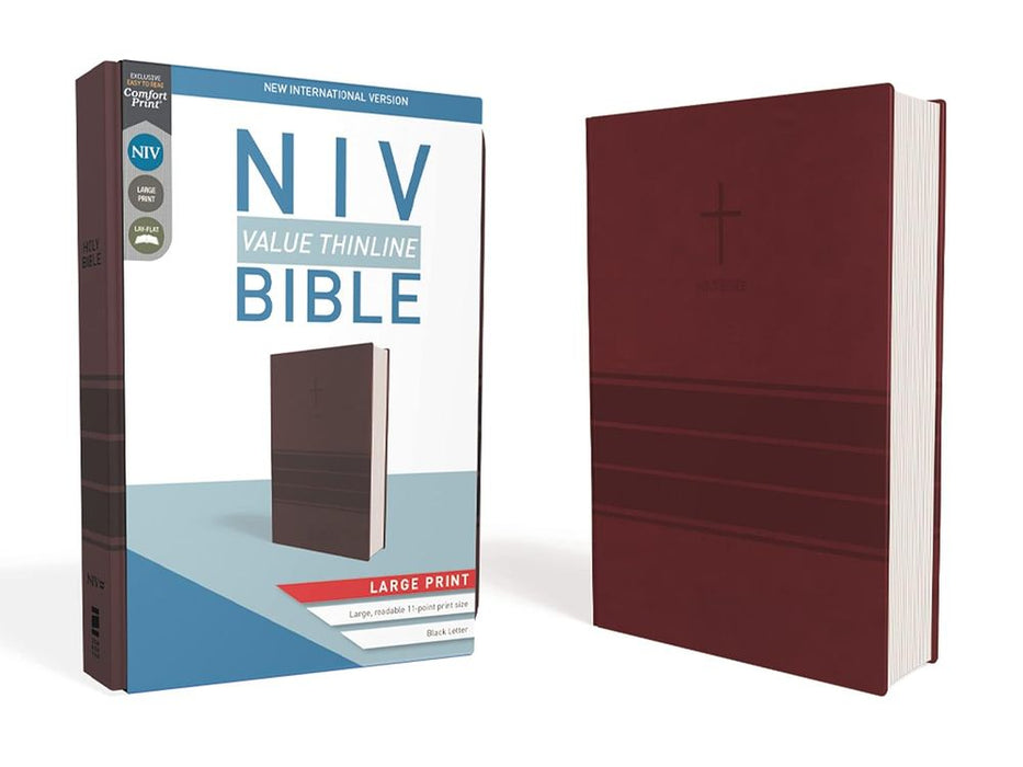 NIV Value Thinline Bible Large Print Burgundy Imitation Leather