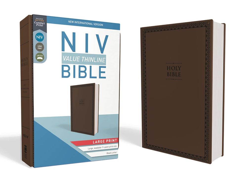 NIV Brown Faux Leather Value Thinline Bible Large Print (Comfort Print)
