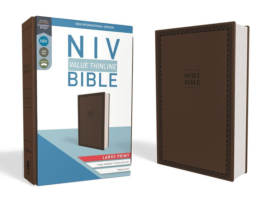 NIV Brown Faux Leather Value Thinline Bible Large Print (Comfort Print)