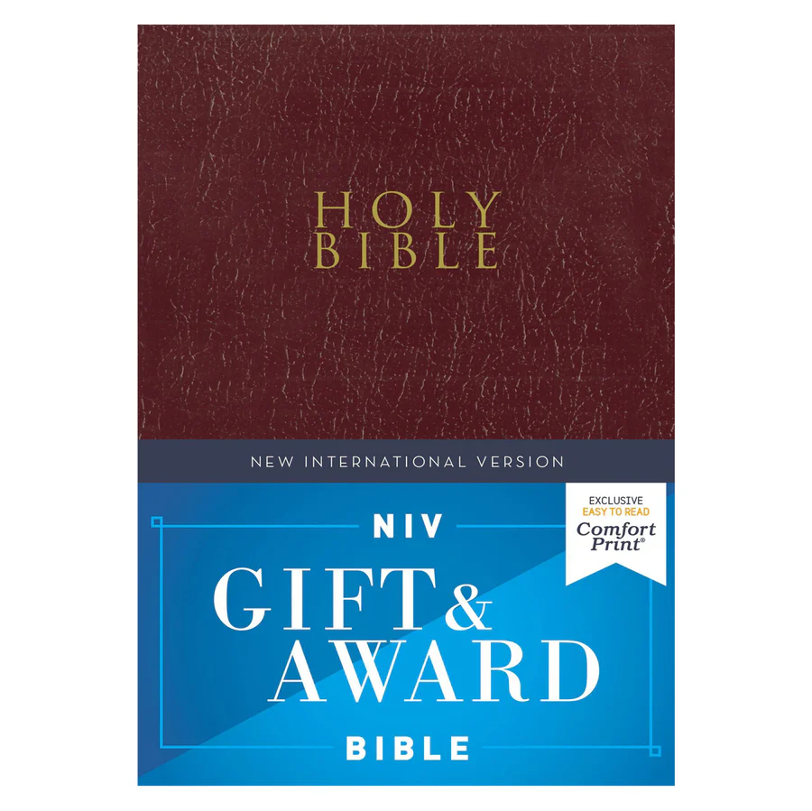 NIV Gift And Award Bible, Leather-Look, Burgundy, Red Letter, Comfort Print