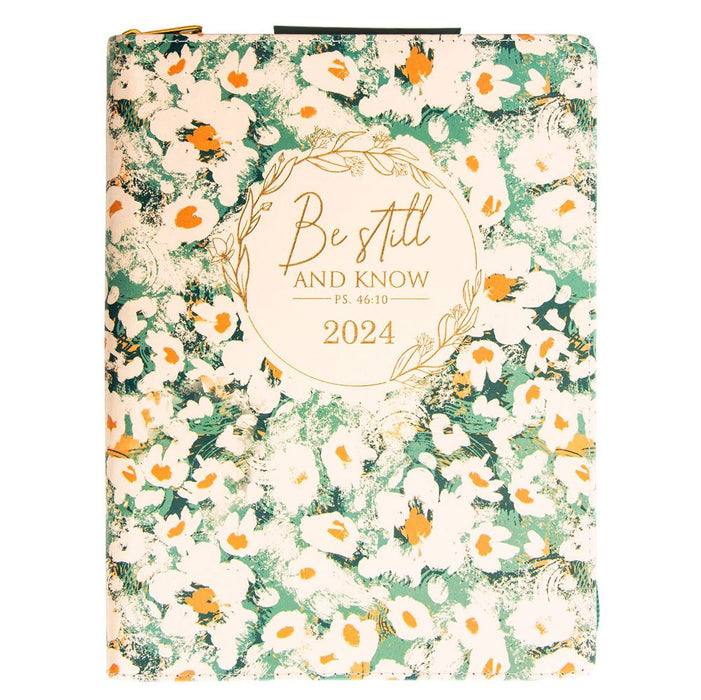 Daily Planner For Women 2024 Be Still & Know Faux Leather With Zip