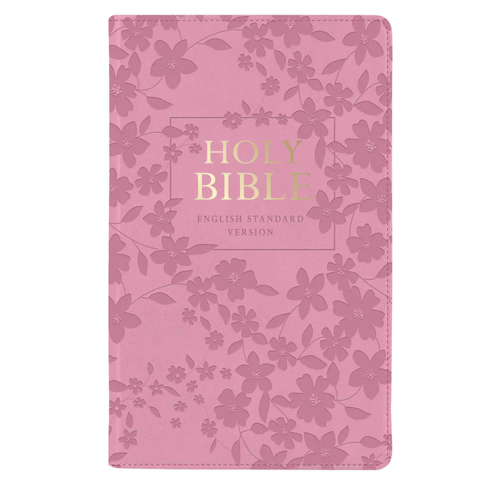 Bible: ESV Standard Pink Floral Faux Leather with Zip