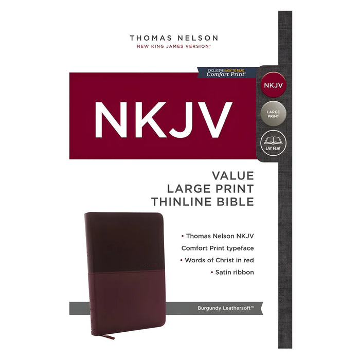 NKJV Value Thinline Large Print Red Letter Burgundy Comfort Print (Imitation Leather)