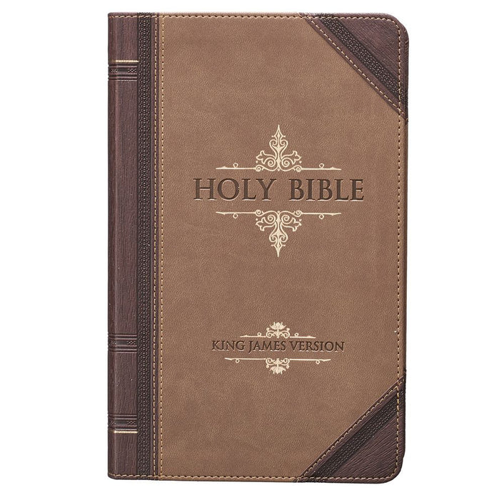 KJV Tan & Brown Faux Leather Standard Bible Giant Print Red Letter