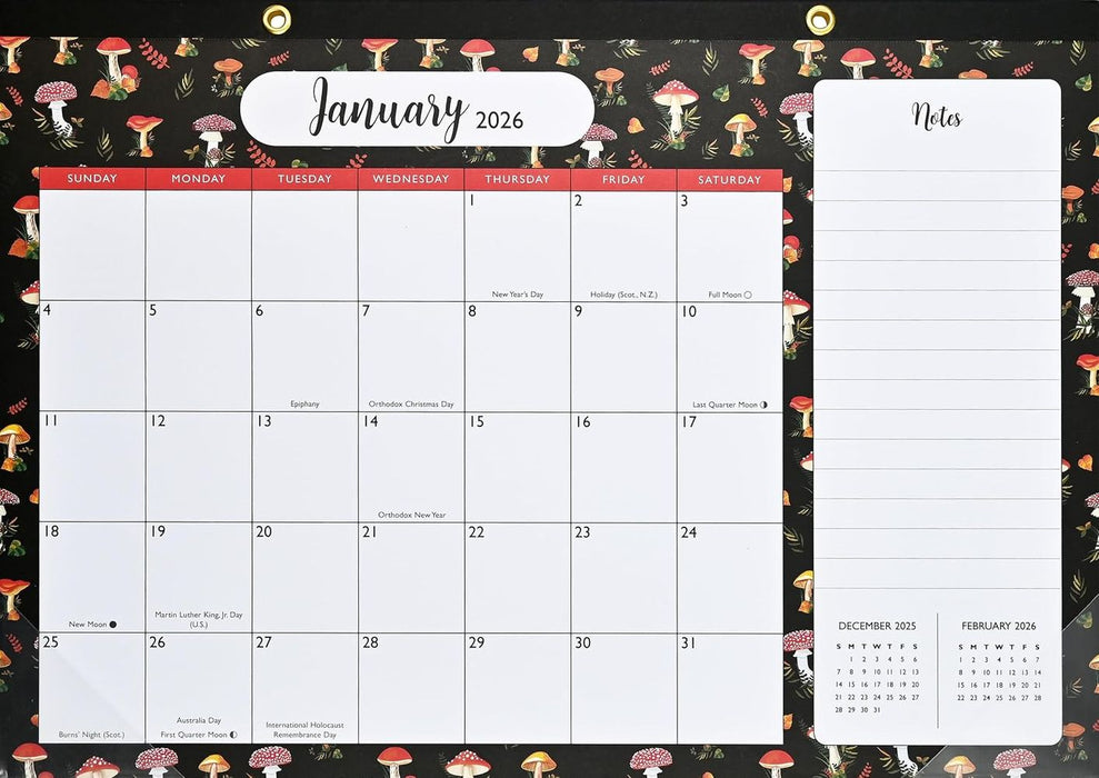 2026 Desk Pad: Mushrooms