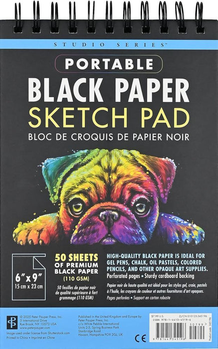 Studio Series Portable Black Paper Sketch Pad (Hardcover)