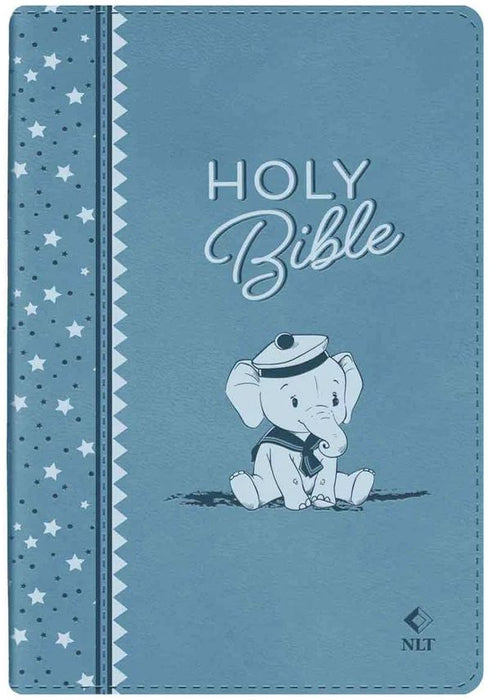 NLT Blue Elephant Flexcover Faux Leather Baby Bible For Boys