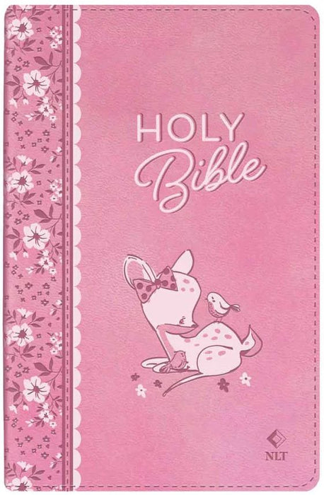 NLT Pink Deer Flexcover Faux Leather Baby Bible For Girls