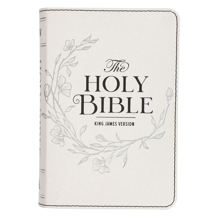 KJV White Faux Leather Compact Bible Large Print (Flexcover)