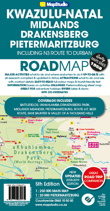 Kwazulu-Natal Road Map: Pietermaritzburg, Midlands & Drakensberg 5th Edition