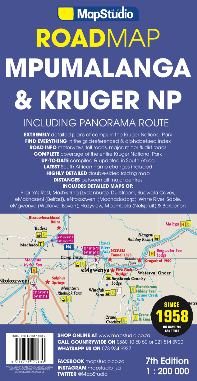 Mpumalanga Kruger National Park & Panorama Route Road Map — Wordsworth ...