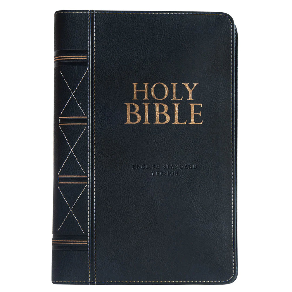 ESV Black Faux Leather Standard Bible Thumb Indexed With Zip (Flexcover)