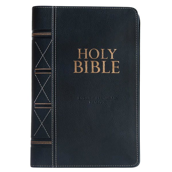 ESV Black Faux Leather Standard Bible Thumb Indexed With Zip (Flexcover)