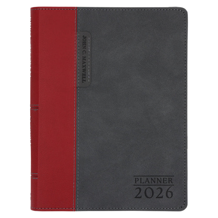 2026 John Maxwell A5 Daily Planner Red And Grey (Imitation Leather With Zip)