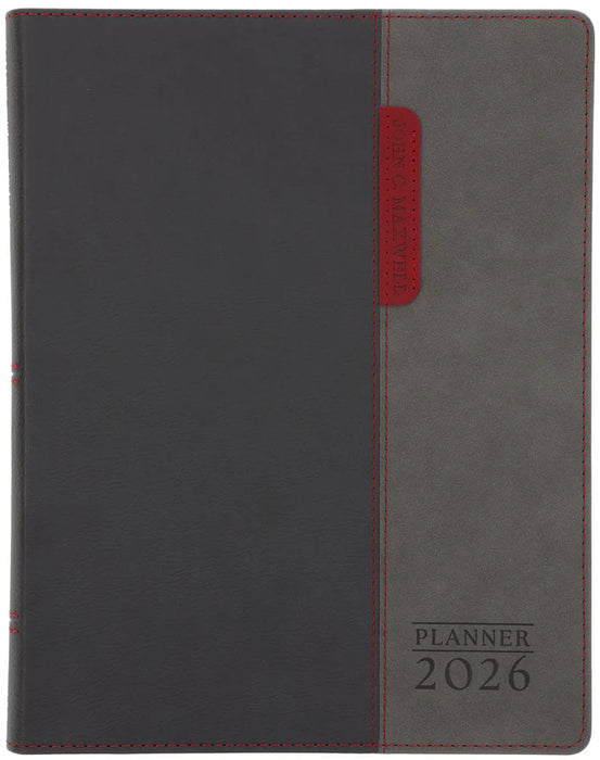 2026 John Maxwell A4 Daily Planner Red And Grey (Imitation Leather)