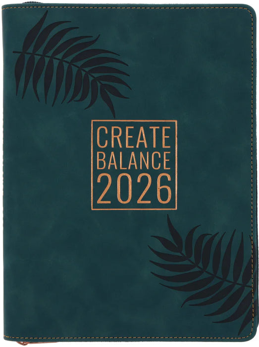 2026 Daily Planner For Women Create Balance (Imitation Leather With Zip)