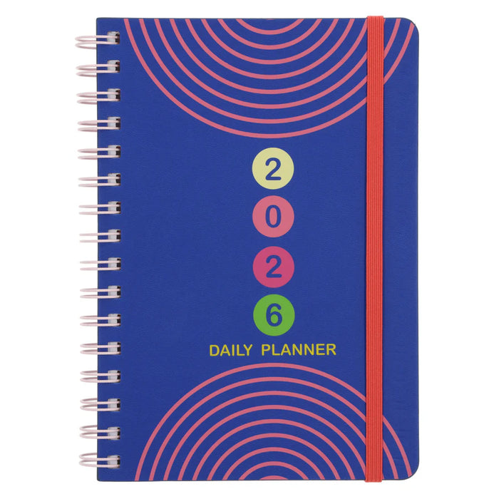 2026 A5 Daily Planner Neon Circles (Wirebound)
