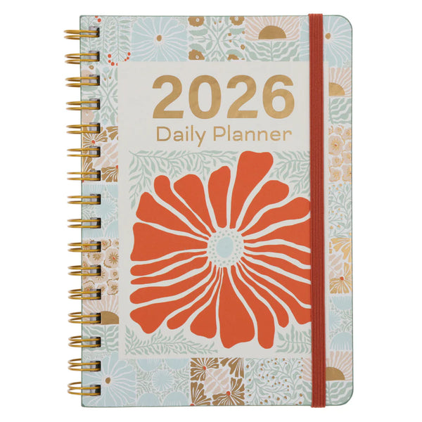 2026 A5 Daily Planner Retro Flower Box (Wirebound)