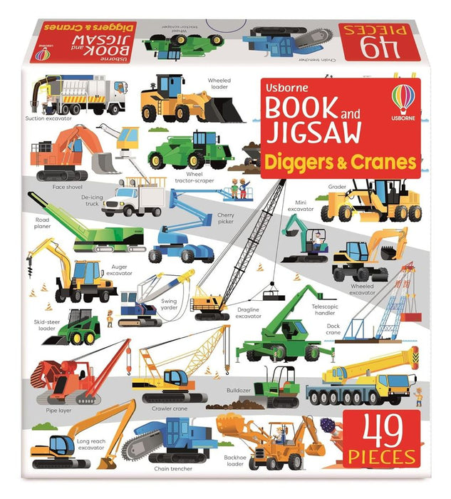 Usborne Book and Jigsaw: Diggers and Cranes 49 Pieces