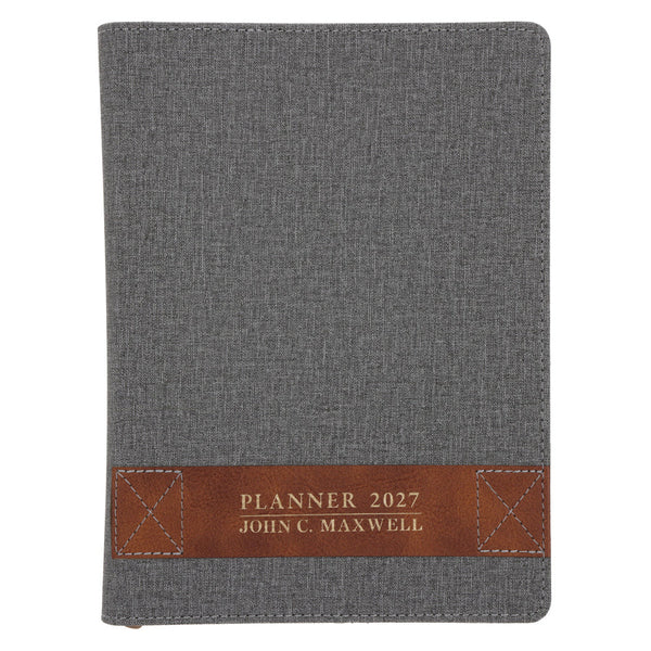 2027 John Maxwell A5 Diary - Daily Planner Grey - Imitation Leather With Zip