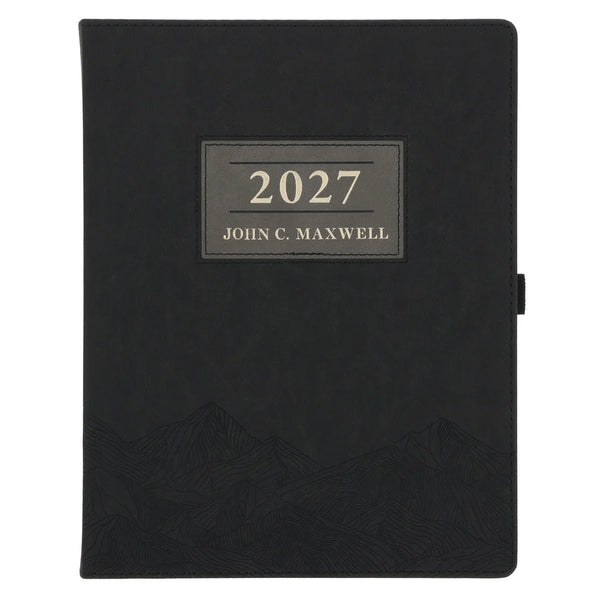 2027 John Maxwell A4 Diary - Daily Planner - Black - Grey - Imitation Leather