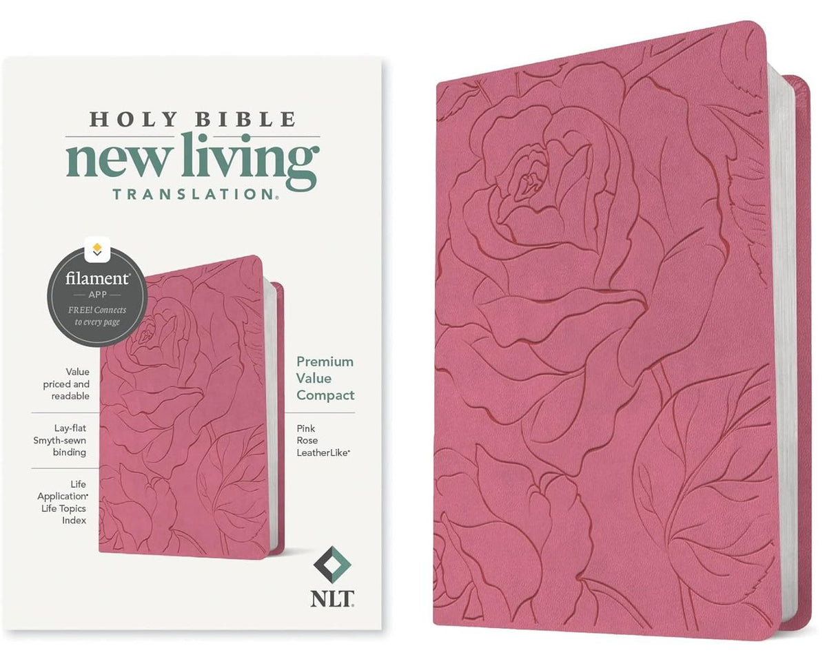 NLT Pink Rose Premium Value Filament Compact Bible (Imitation Leather)