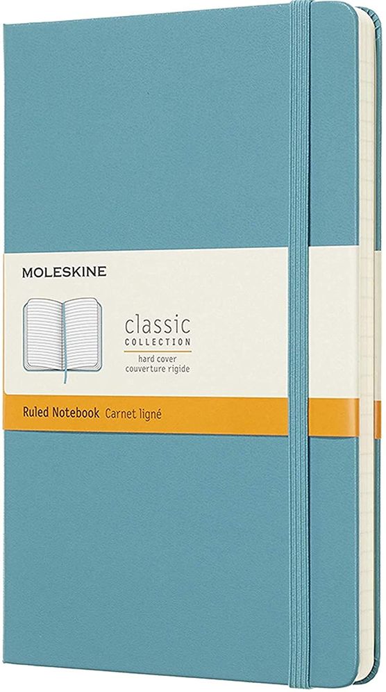 Classic Reef Blue Large Ruled Notebook (Hardcover)