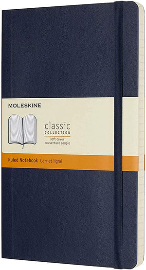 Moleskine Classic : Large Notebook, Ruled, Sapphire Blue (Soft Cover)