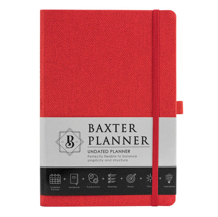 Baxter Undated Planner (A5) (Red) (Durable Synthetic Fibre Flexcover)