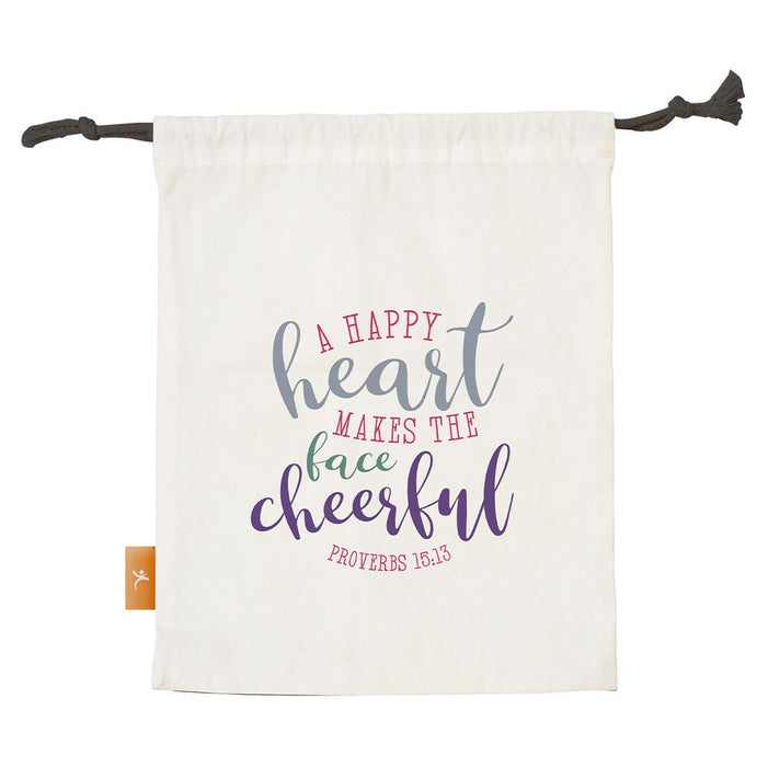 A Happy Heart Makes The Face Cheerful (Large Drawstring Bag)