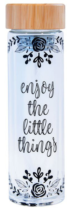 Enjoy The Little Things (Double-Wall Glass Water Bottle With Filter)