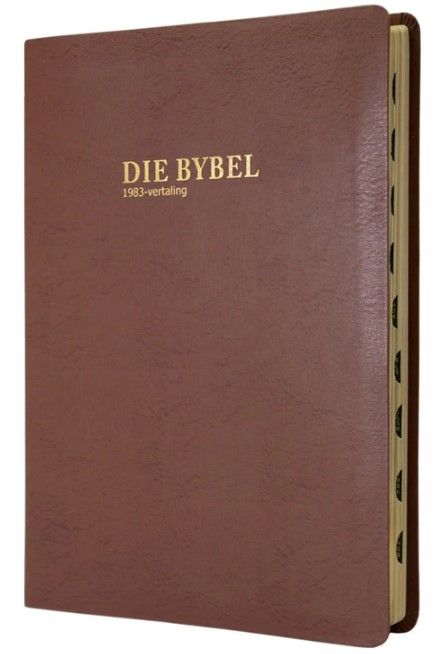 Afrikaanse Bybel (1983) Groot Druk Met Duimgrepe (Tan) (Kunsleer)