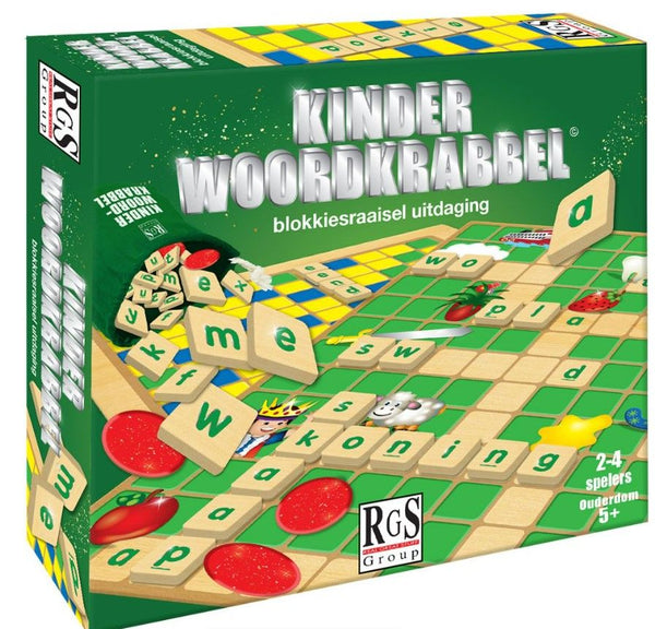 Kinder Woodkrabbel Blokkiesraaisel Uitdaging (Afrikaans Junior Word Scramble)