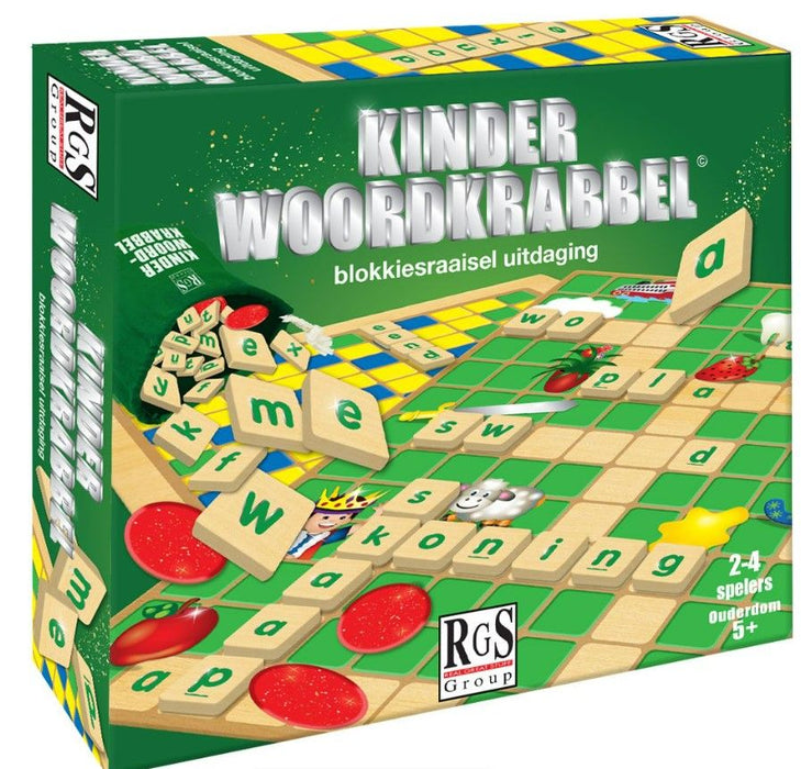 Kinder Woodkrabbel Blokkiesraaisel Uitdaging (Afrikaans Junior Word Scramble)
