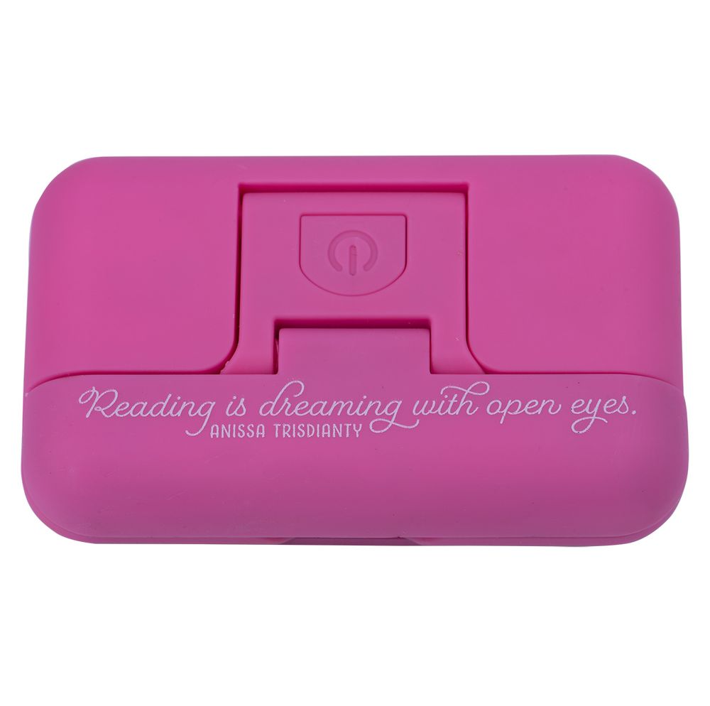 Reading Is Dreaming With Open Eyes (Pink) (Glow In The Dark Book Light)