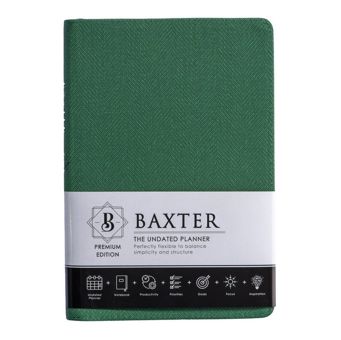 Baxter Undated Planner (Premium Edition) (Green) (Durable Synthetic Fibre Flexcover With Zip)